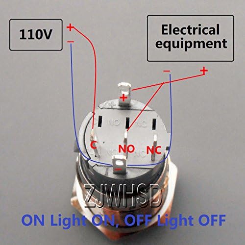 16 ממ 110V LED Blue LED עין כפתור כפתור מתג מתכת מתכת + מחבר O-RING [ABBOTT]